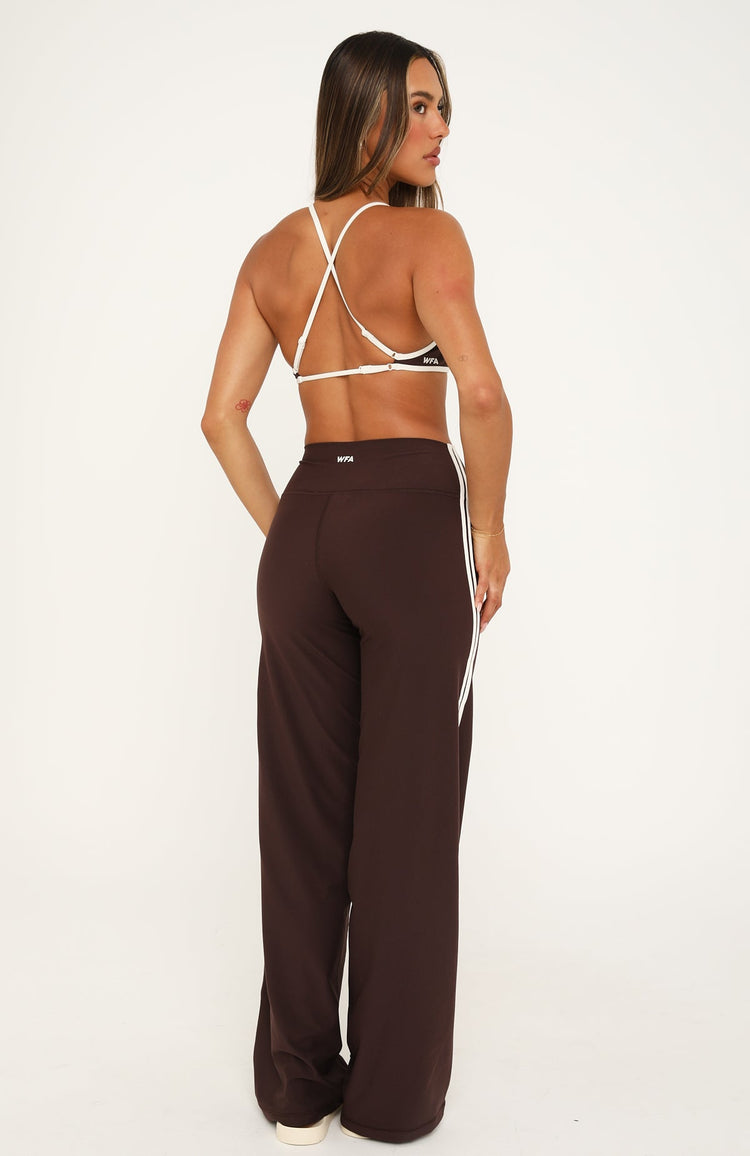 Crunch Mid Rise Wide Leggings Dark Chocolate/Cream