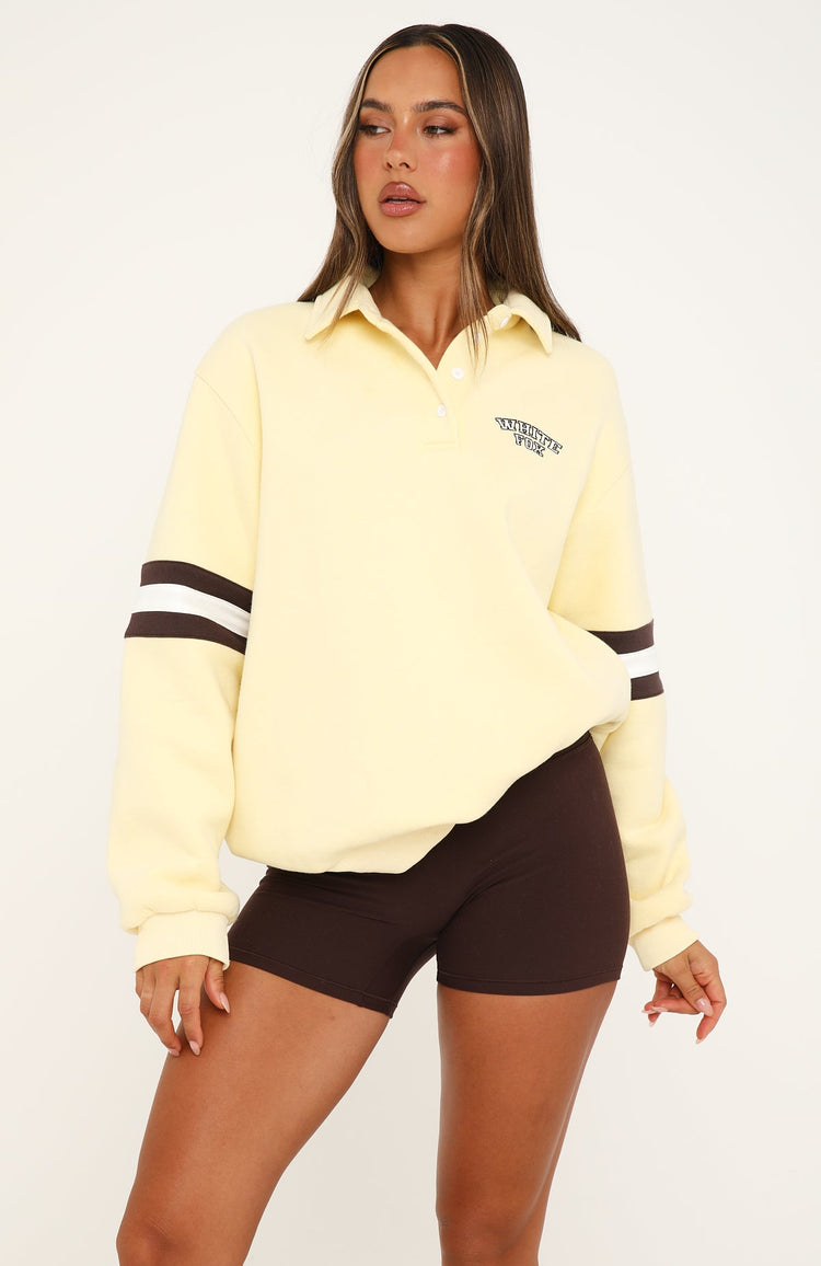 Small Wins Oversized Henley Sweater Banana