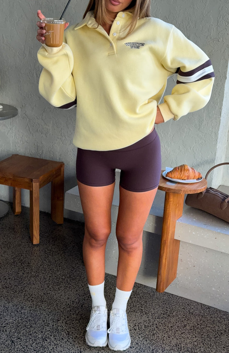 Small Wins Oversized Henley Sweater Banana
