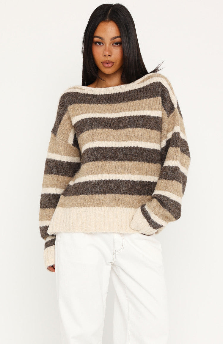 Softer Love Knit Sweater Neutral Stripe