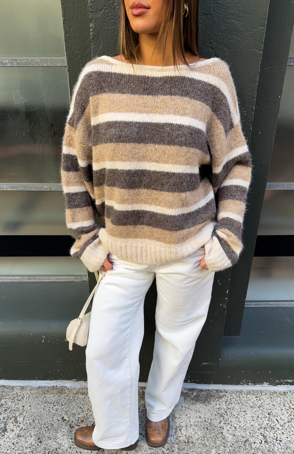 Softer Love Knit Sweater Neutral Stripe
