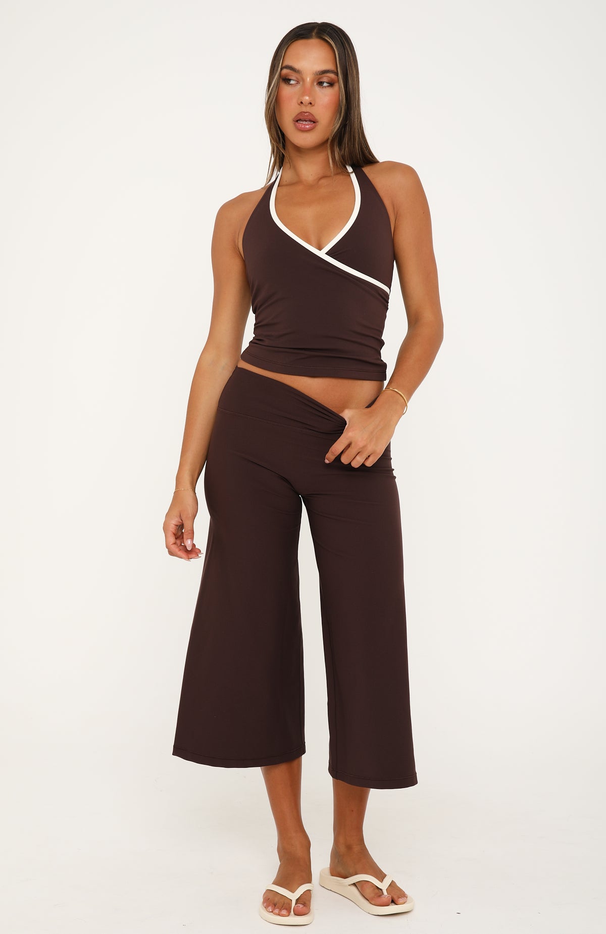 Sorelle Wide Leg Capri Dark Chocolate
