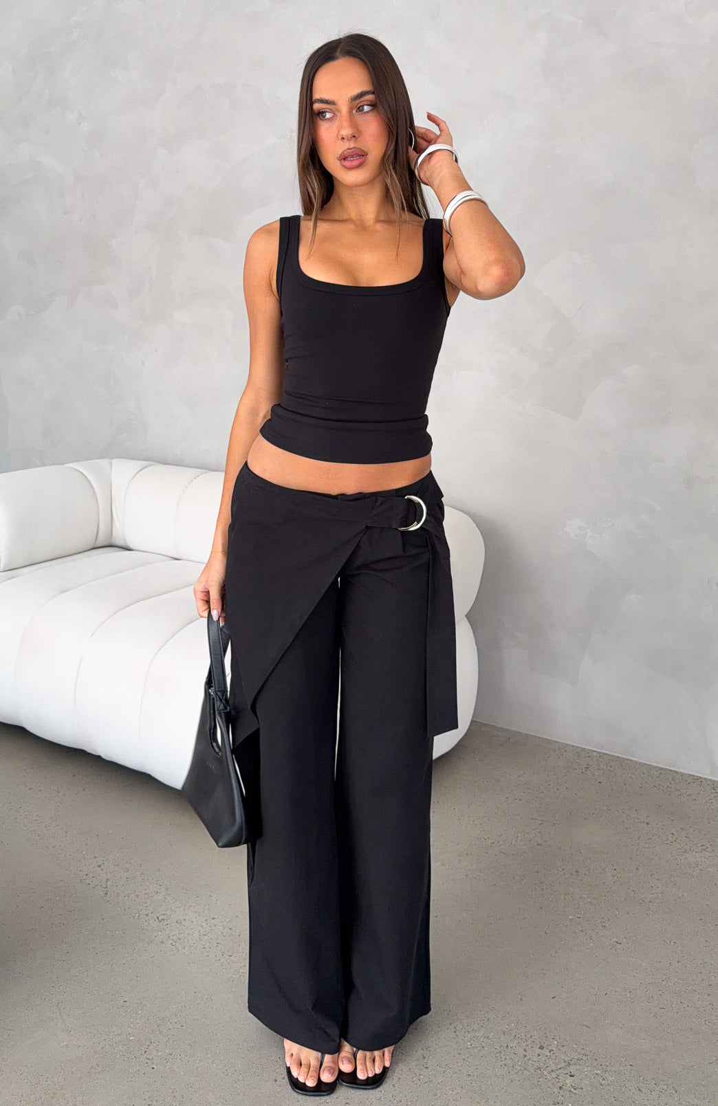 Suit Yourself Tailored Wide Leg Pants Black