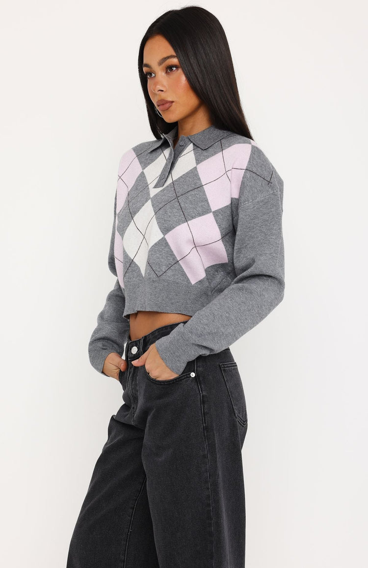 Cinzia Argyle Knit Sweater Rose Winter