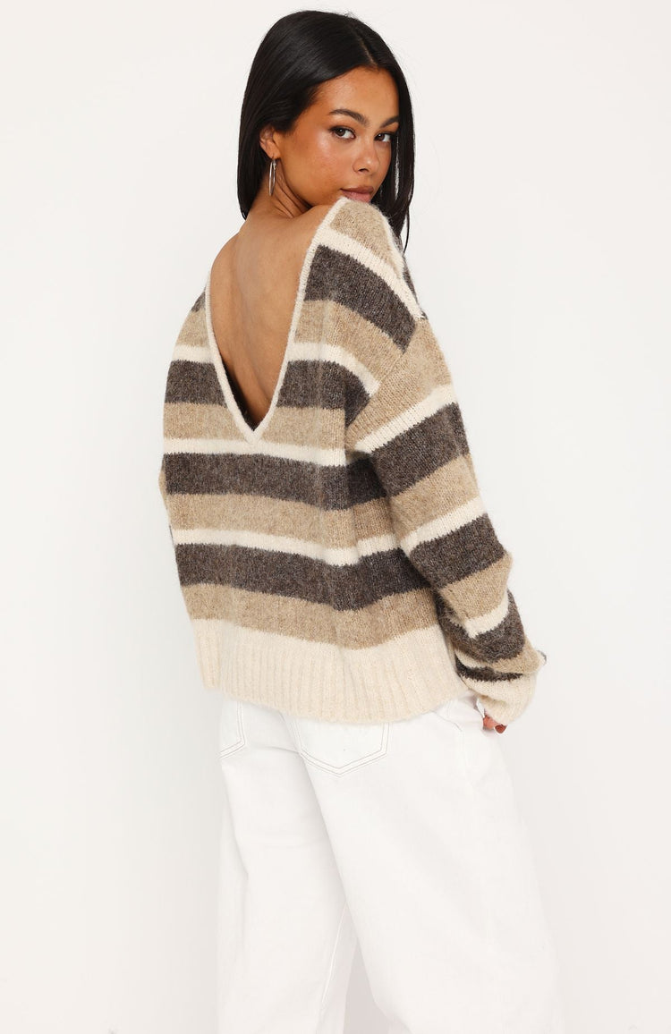 Softer Love Knit Sweater Neutral Stripe