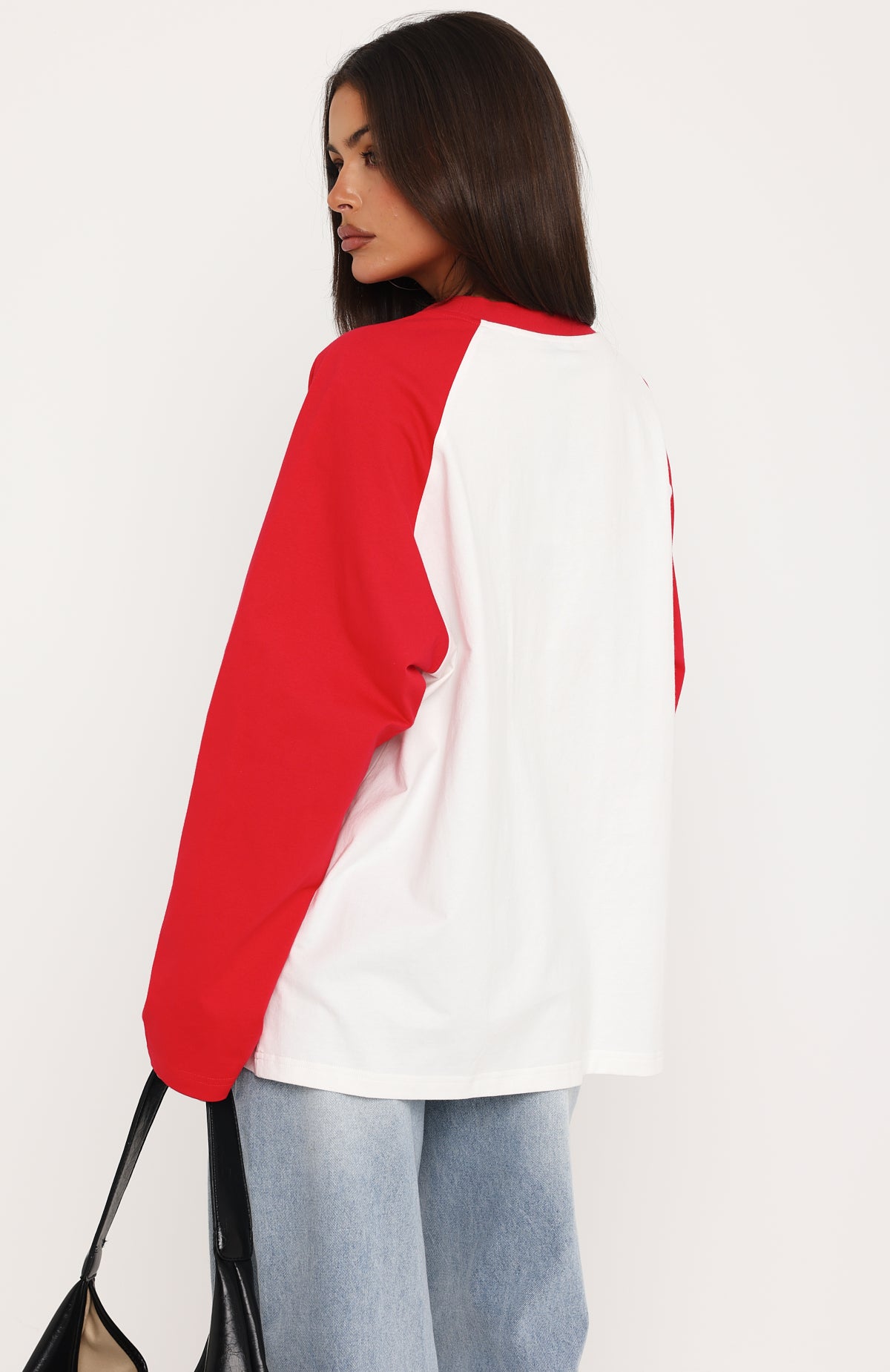 Take Her Out Raglan Long Sleeve Tee White/Red