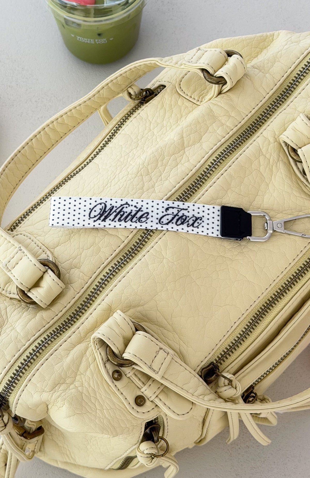 The Social Club Miley Strap Keychain White/Polka Dot