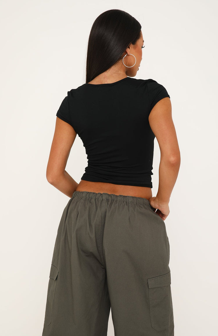 Time Won't Wait Short Sleeve Top Black