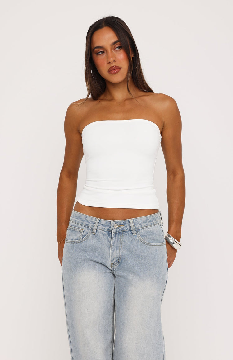 Tiny Drama Strapless Top White