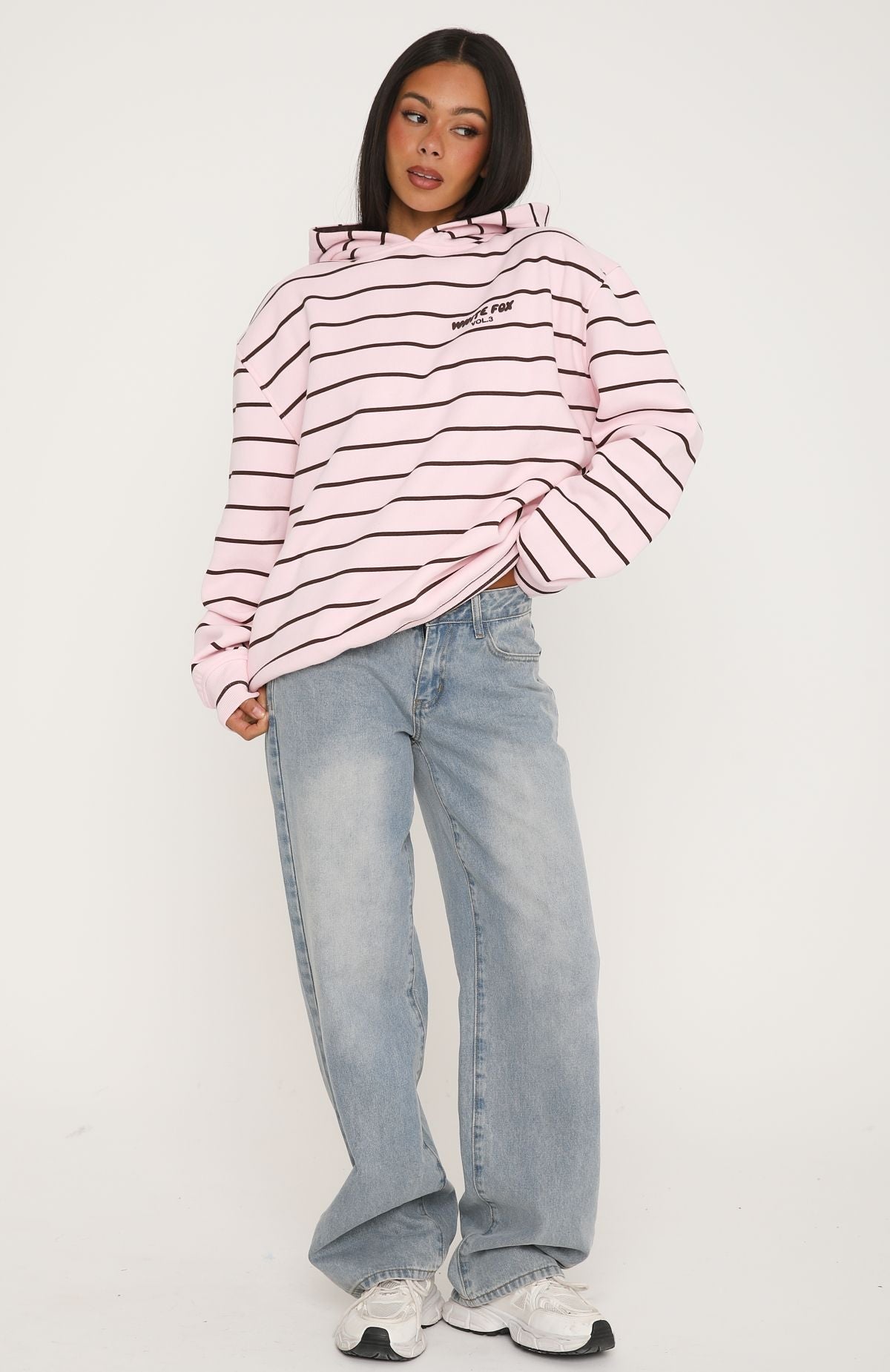 Offstage Striped Oversized Hoodie Posy/Chocolate Stripe
