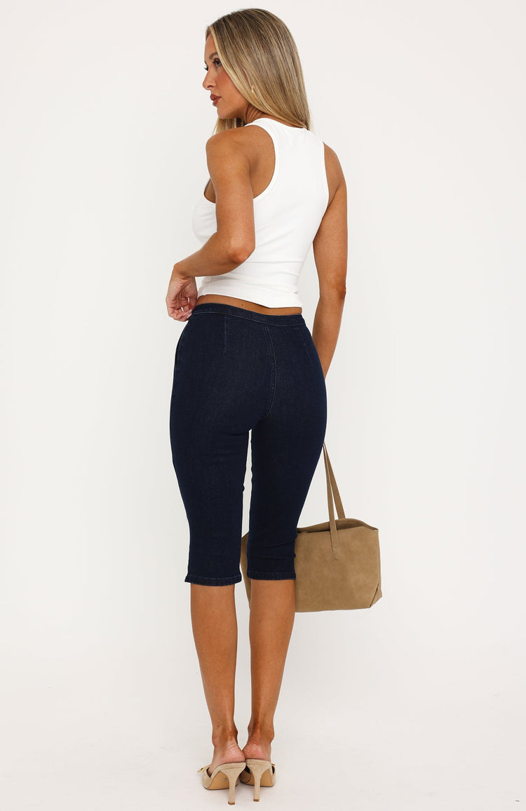 Vivenne High Rise Denim Capri Jeans Dark Navy Wash