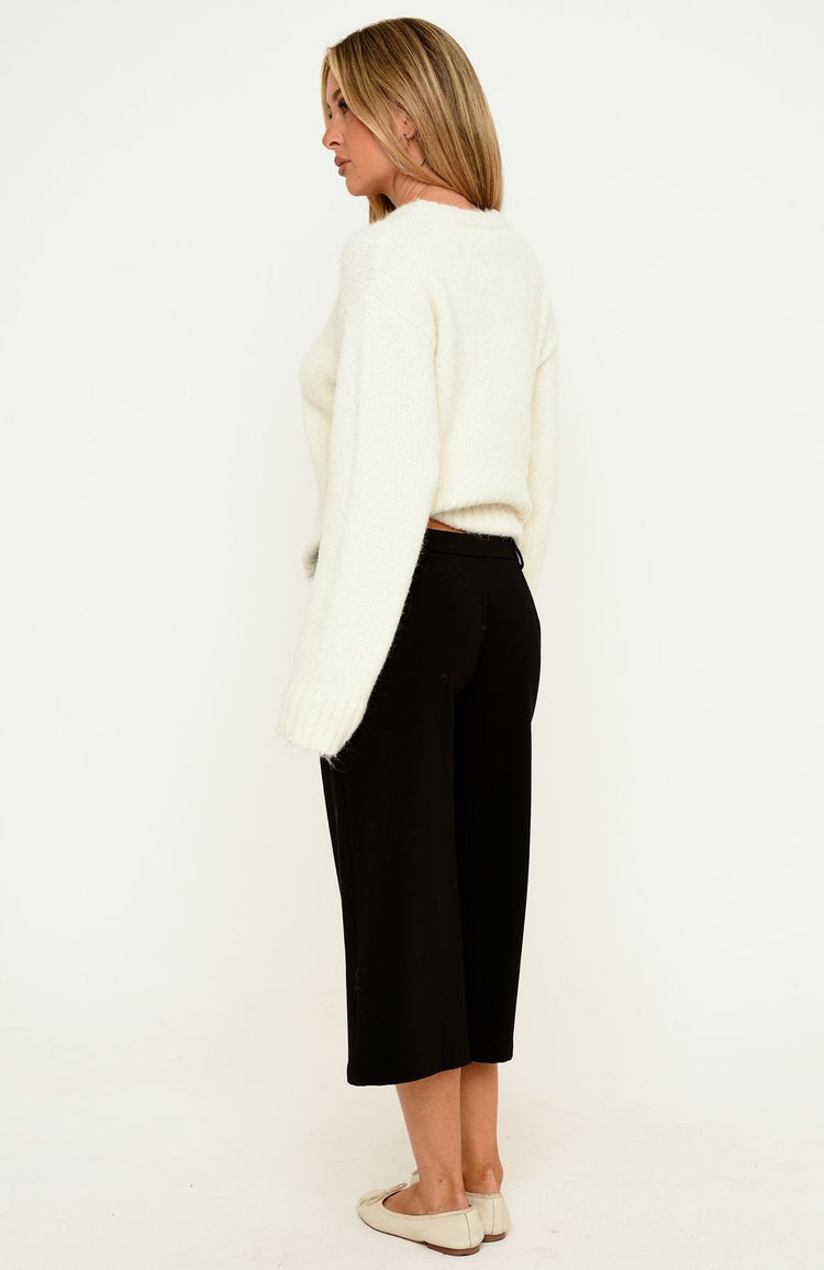 Staying Calm Wide Leg Capri Black