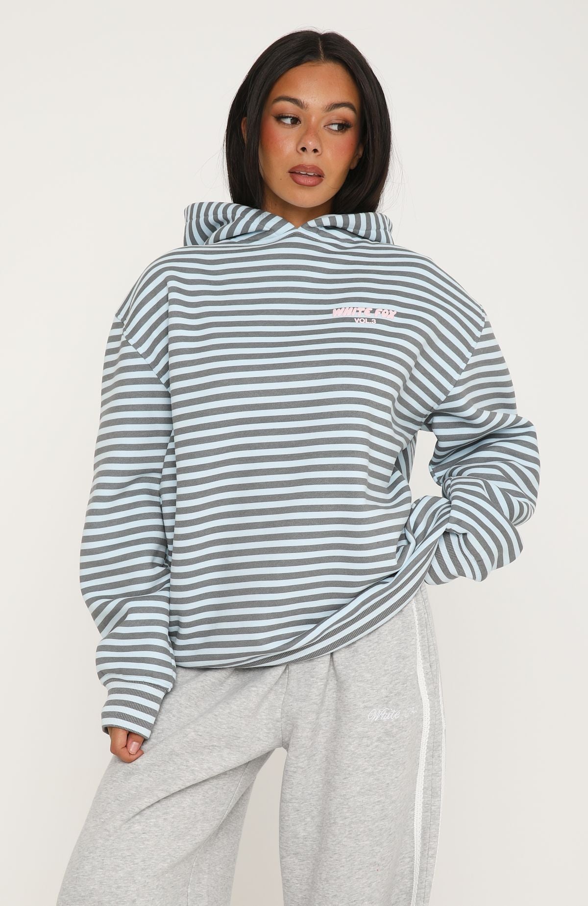 Offstage Striped Oversized Hoodie Blue/Charcoal Stripe