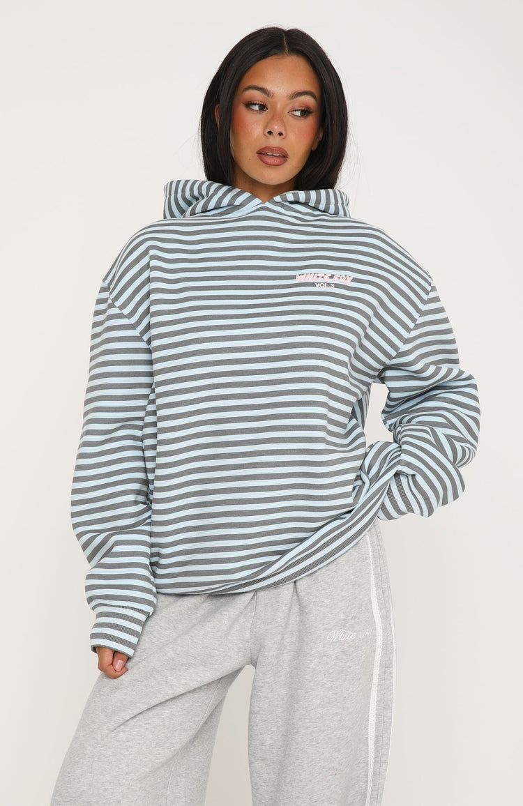 Offstage Striped Oversized Hoodie Blue/Charcoal Stripe