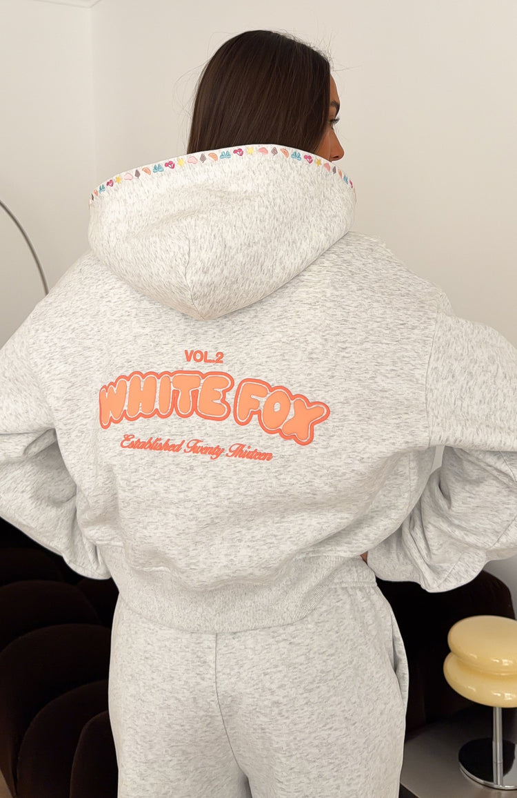 Vol. 2 Boxy Zip Front Hoodie Grey Marle