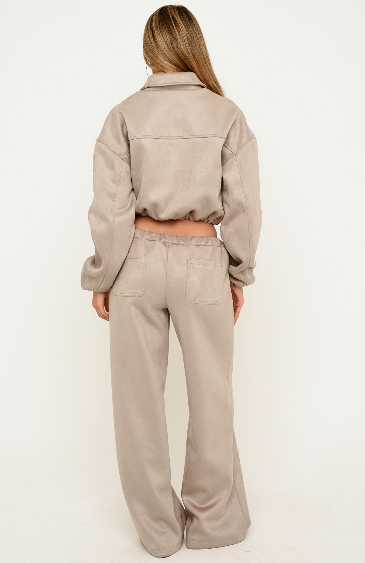Isolda Faux Suede Wide Leg Pants Sand