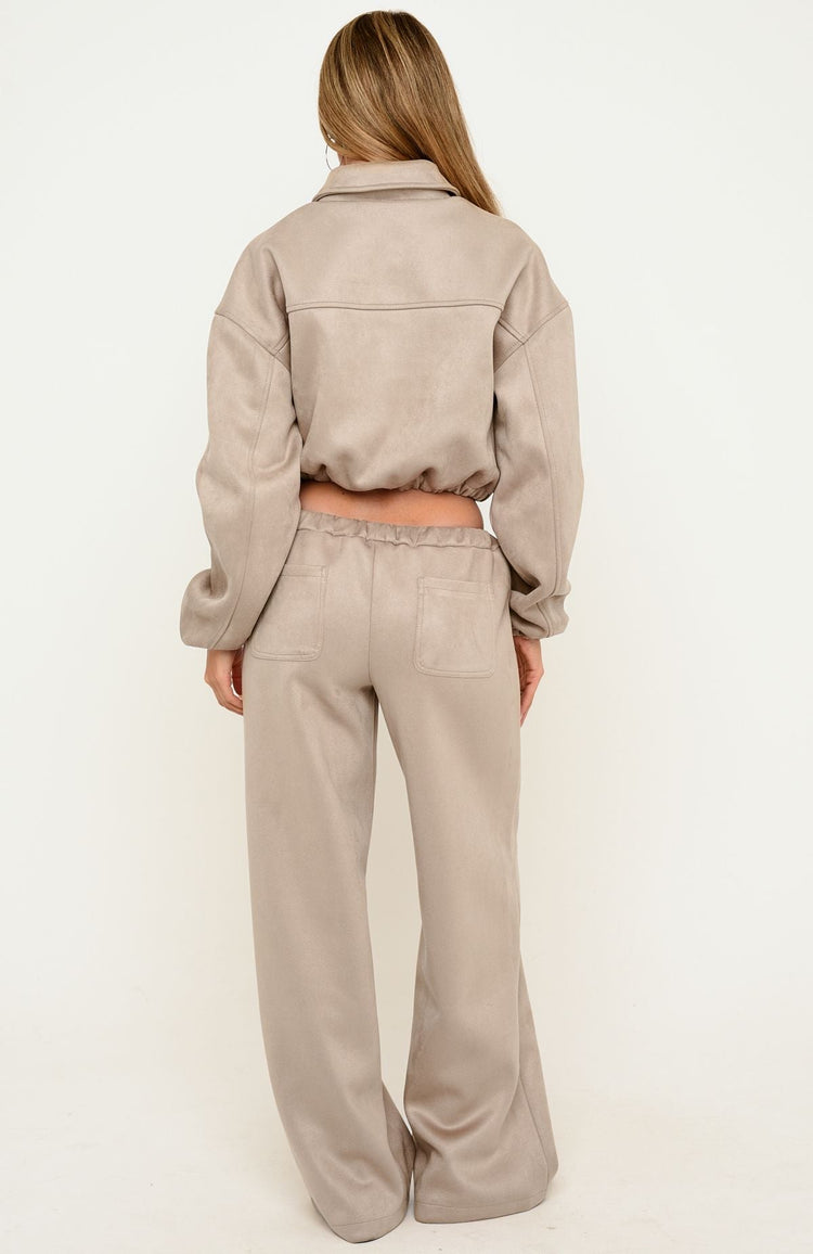Isolda Faux Suede Wide Leg Pants Sand