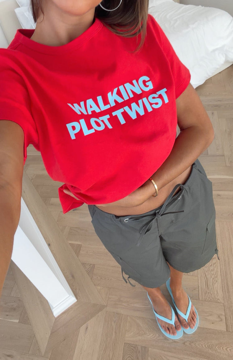 Walking Plot Twist Tee Red