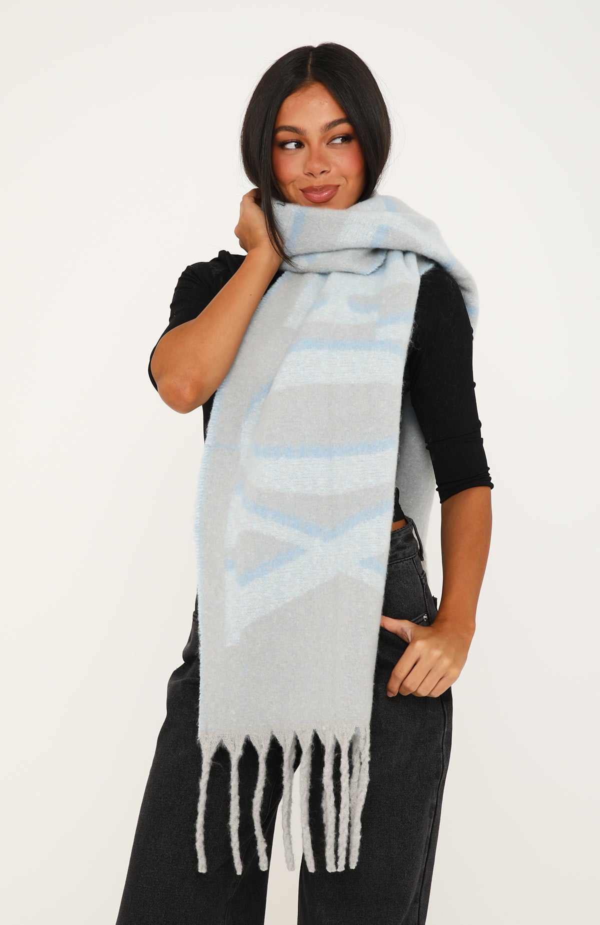 Warm Hug Scarf Grey/Baby Blue