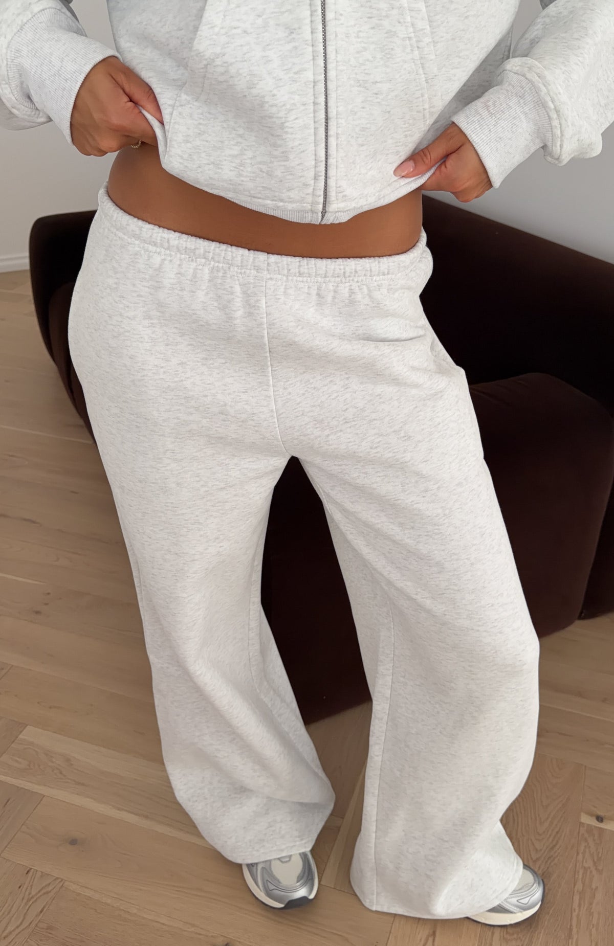 Anything For Love Wide Leg Sweatpants Grey Marle