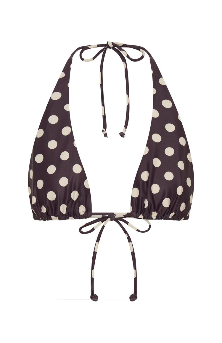 Danica Bikini Top Choc/Cream Polka Dot