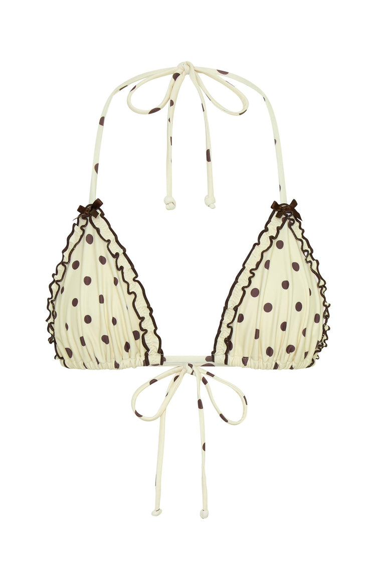 Daphne Bikini Top Cream/Choc Polka Dot