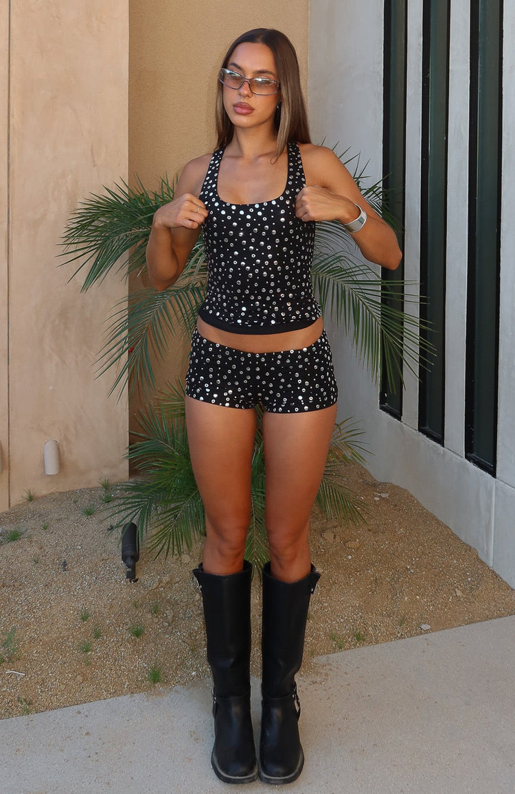 Festival Feels Studded Shorts Black
