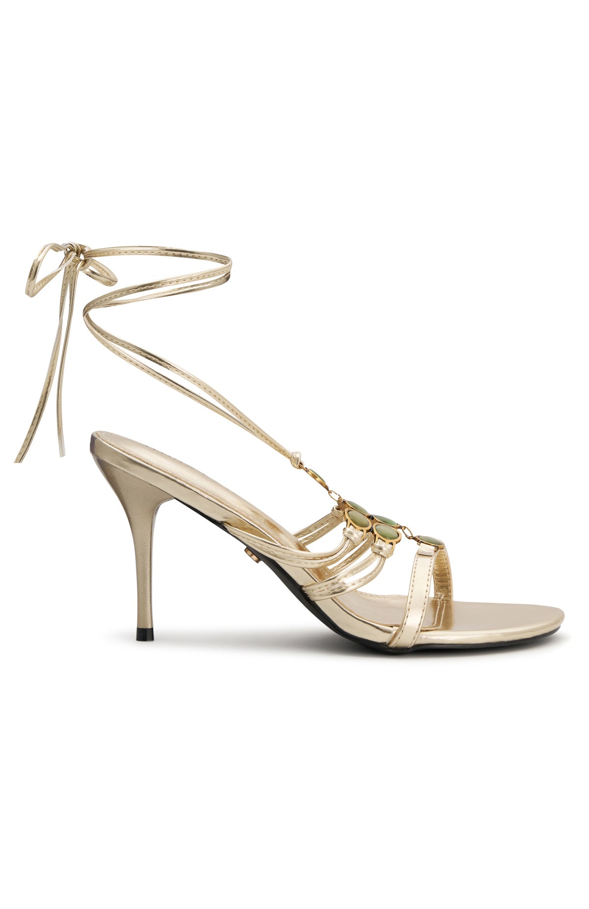 Giana Beaded Wrap Heels Champagne/Lime