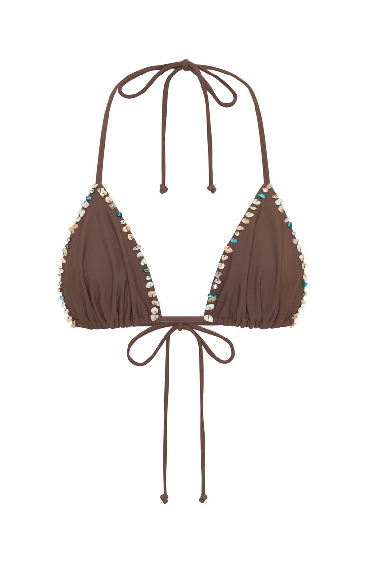 Isla Beaded Bikini Top Toasted Coconut