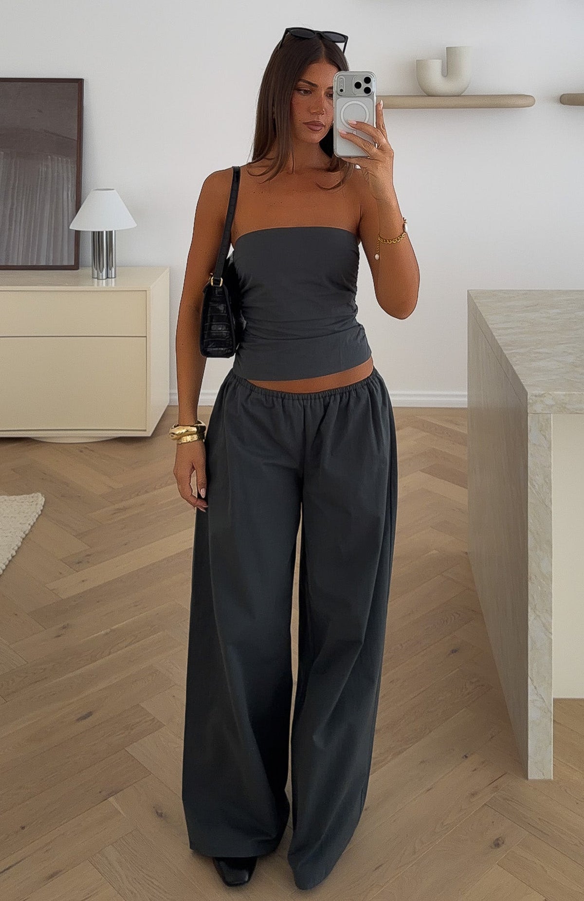 Just Like This Wide Leg Pants Slate