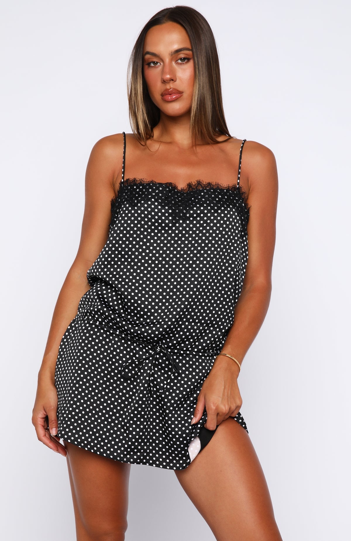 Lustre Aura Mini Dress Black/White Polka Dot