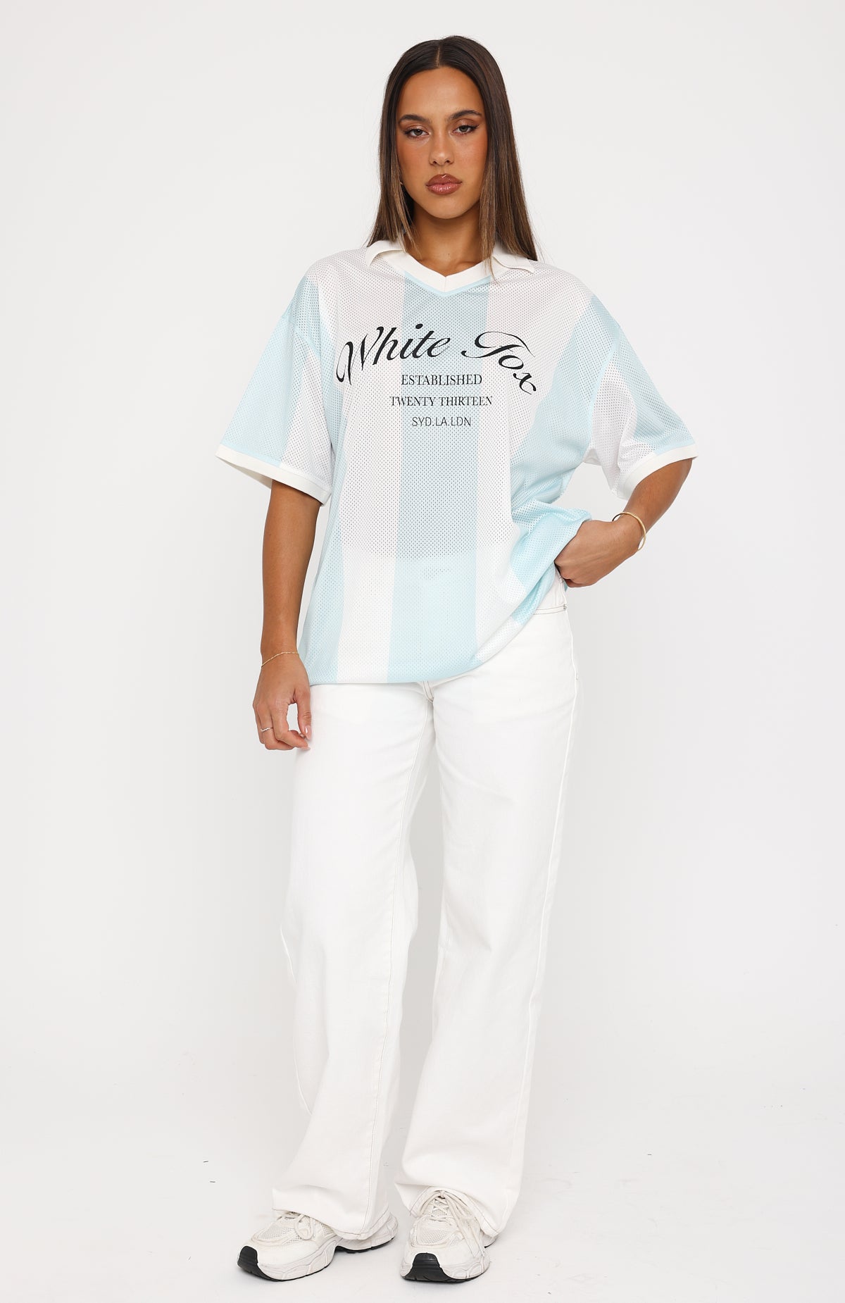 Make Moves Oversized Jersey Teal/White Stripe