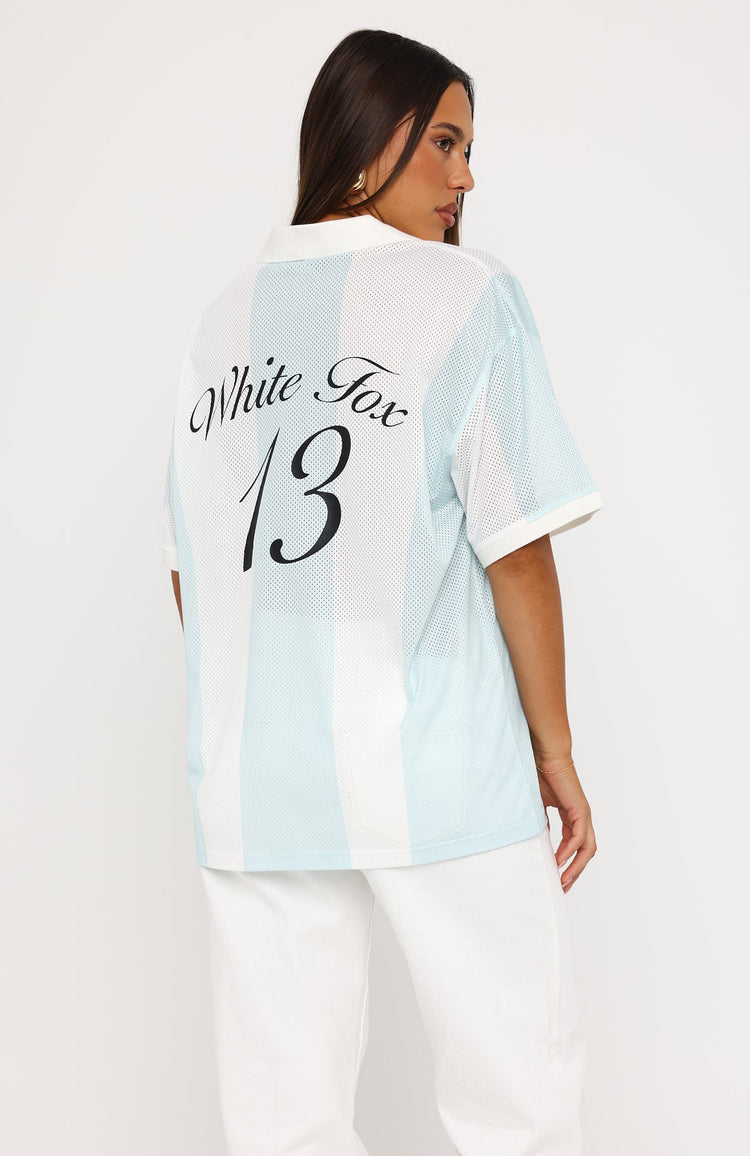 Make Moves Oversized Jersey Teal/White Stripe