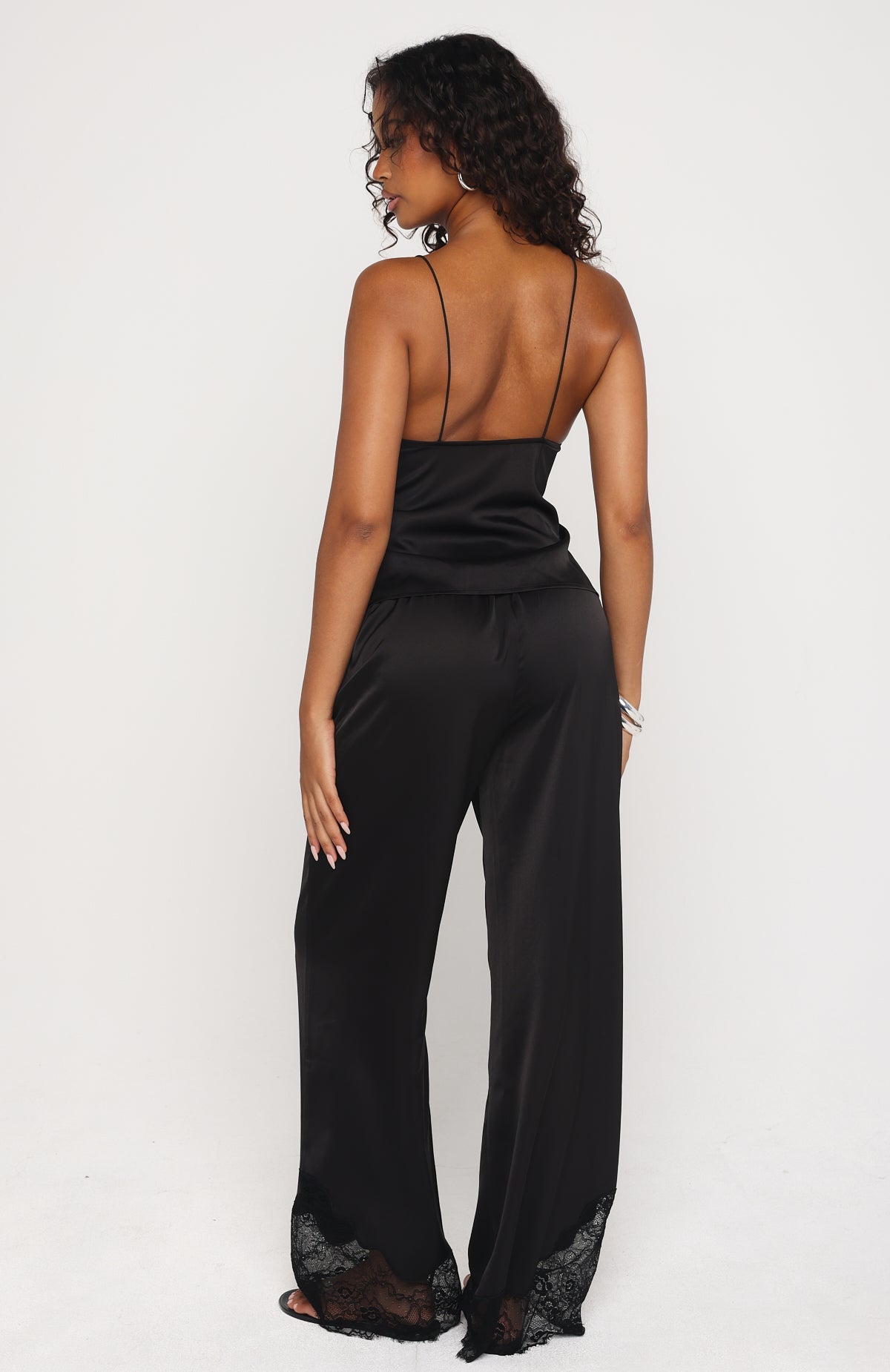 Manhattan Midnight Lace Insert Satin Pants Black