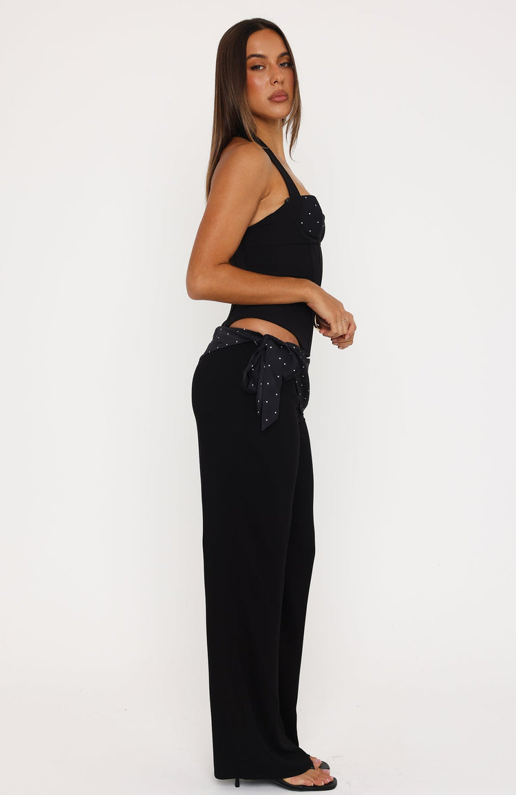 Night Kiss Tailored Straight Leg Pants Black