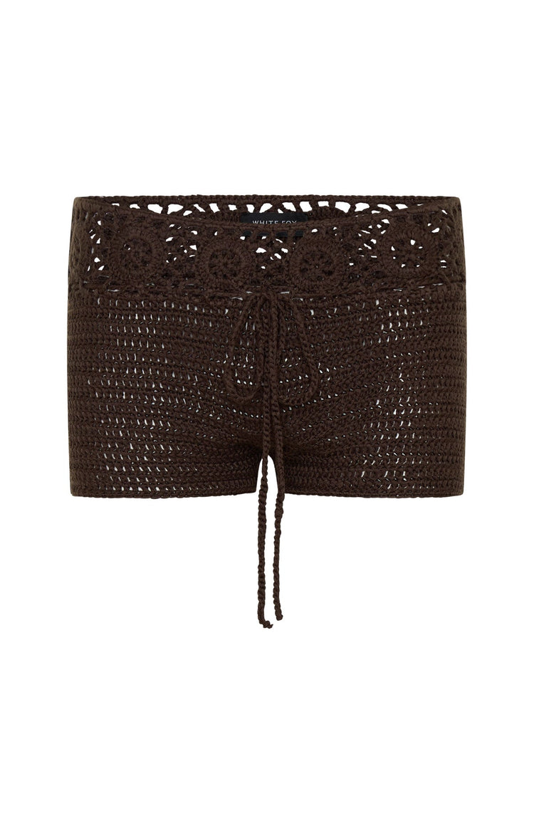 No Plans Crochet Shorts Chocolate