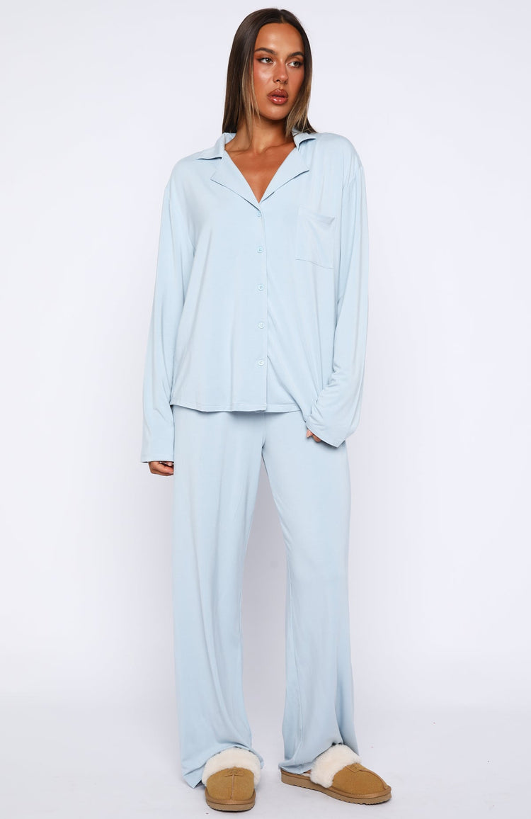 Pillow Talk Long Sleeve Pyjama Set Dusty Blue