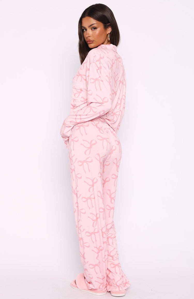 Pillow Talk Printed Long Sleeve Pyjama Set Posy Bow