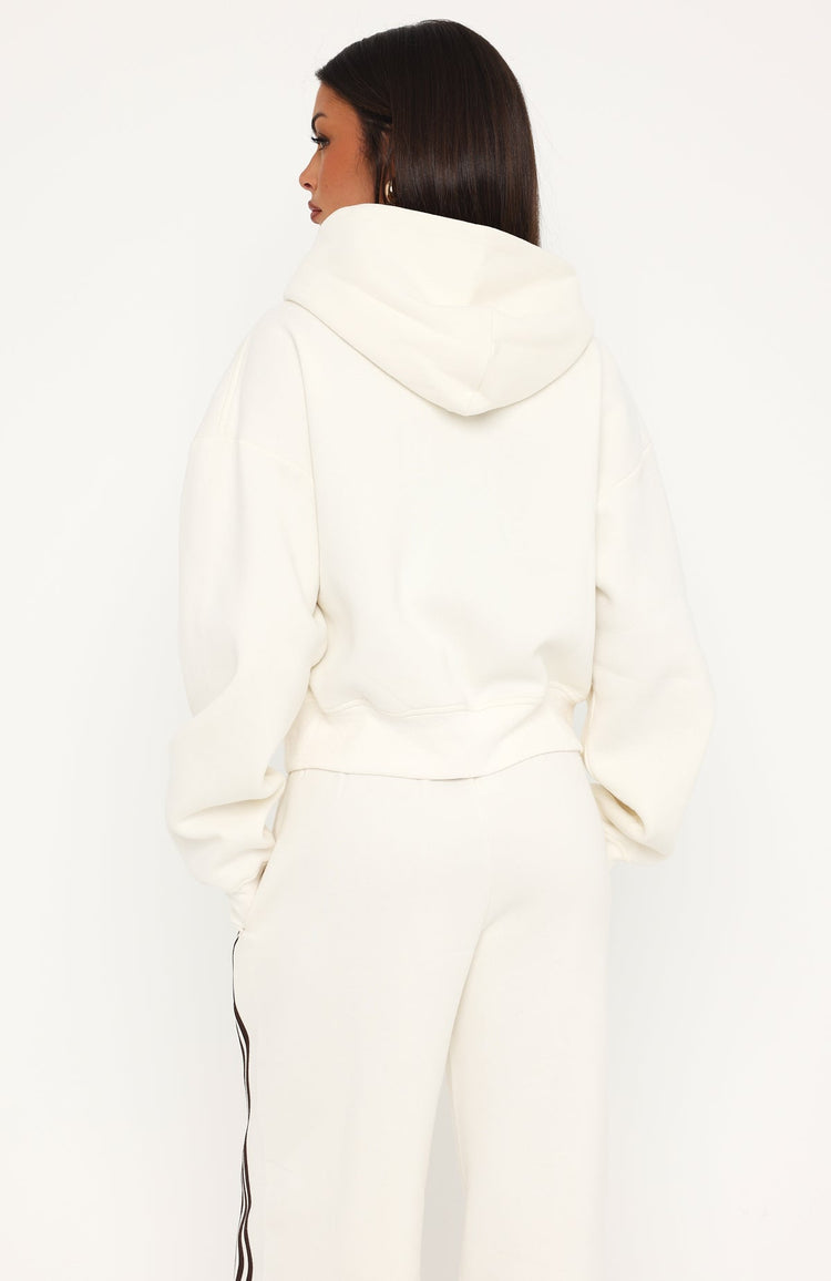 Release 15 Janie Boxy Zip Front Hoodie Off White