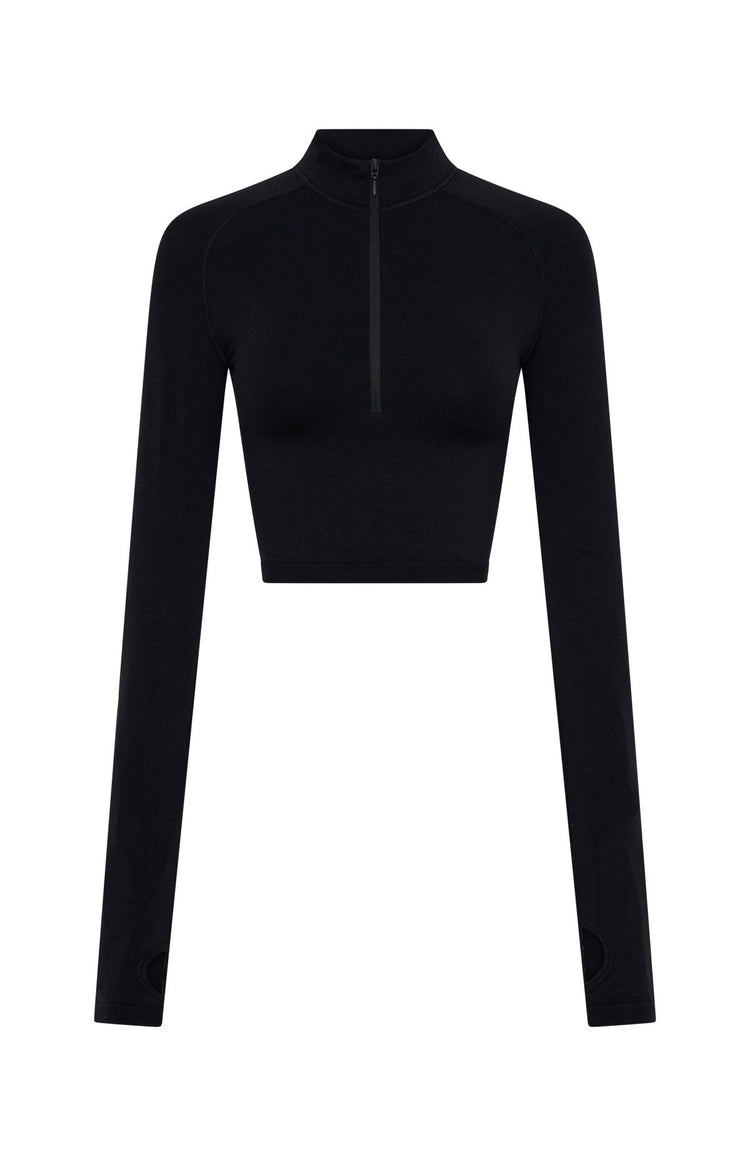Stride Seamless Zip Long Sleeve Black