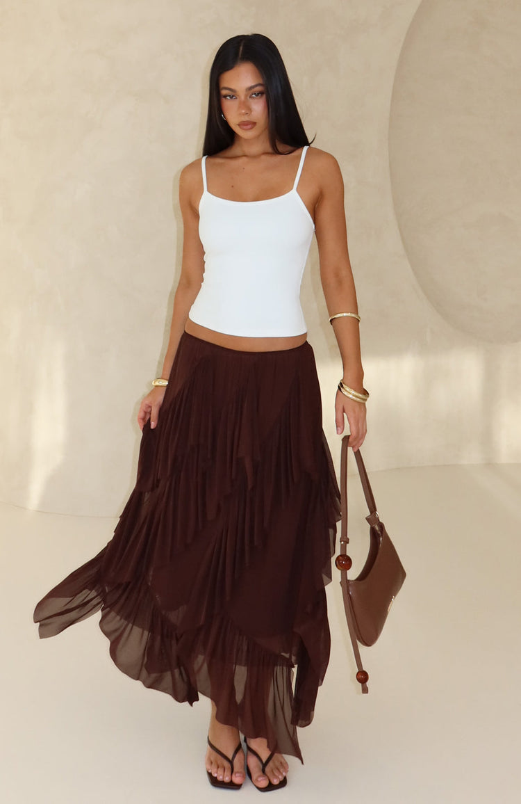 Sunset Strolls Midi Skirt Chocolate