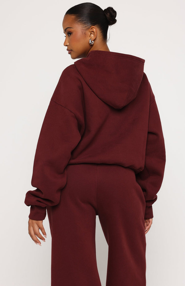 Test Drive Boxy Zip Front Hoodie Dark Cherry