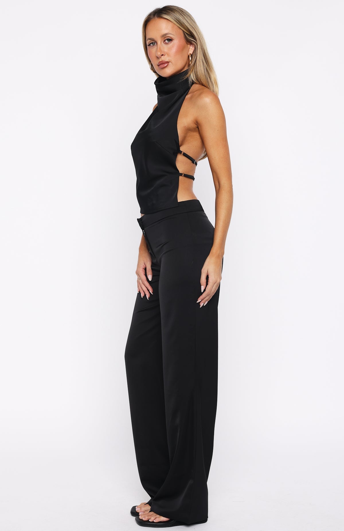 Time Passes Wide Leg Dress Pants Black