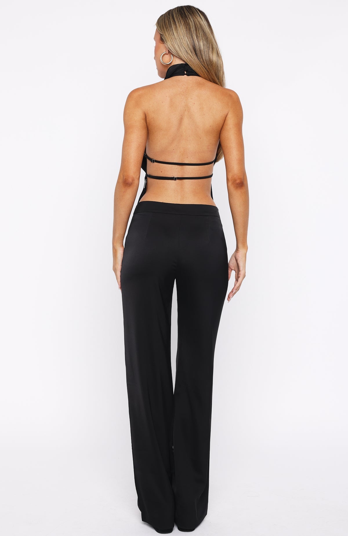 Time Passes Wide Leg Dress Pants Black