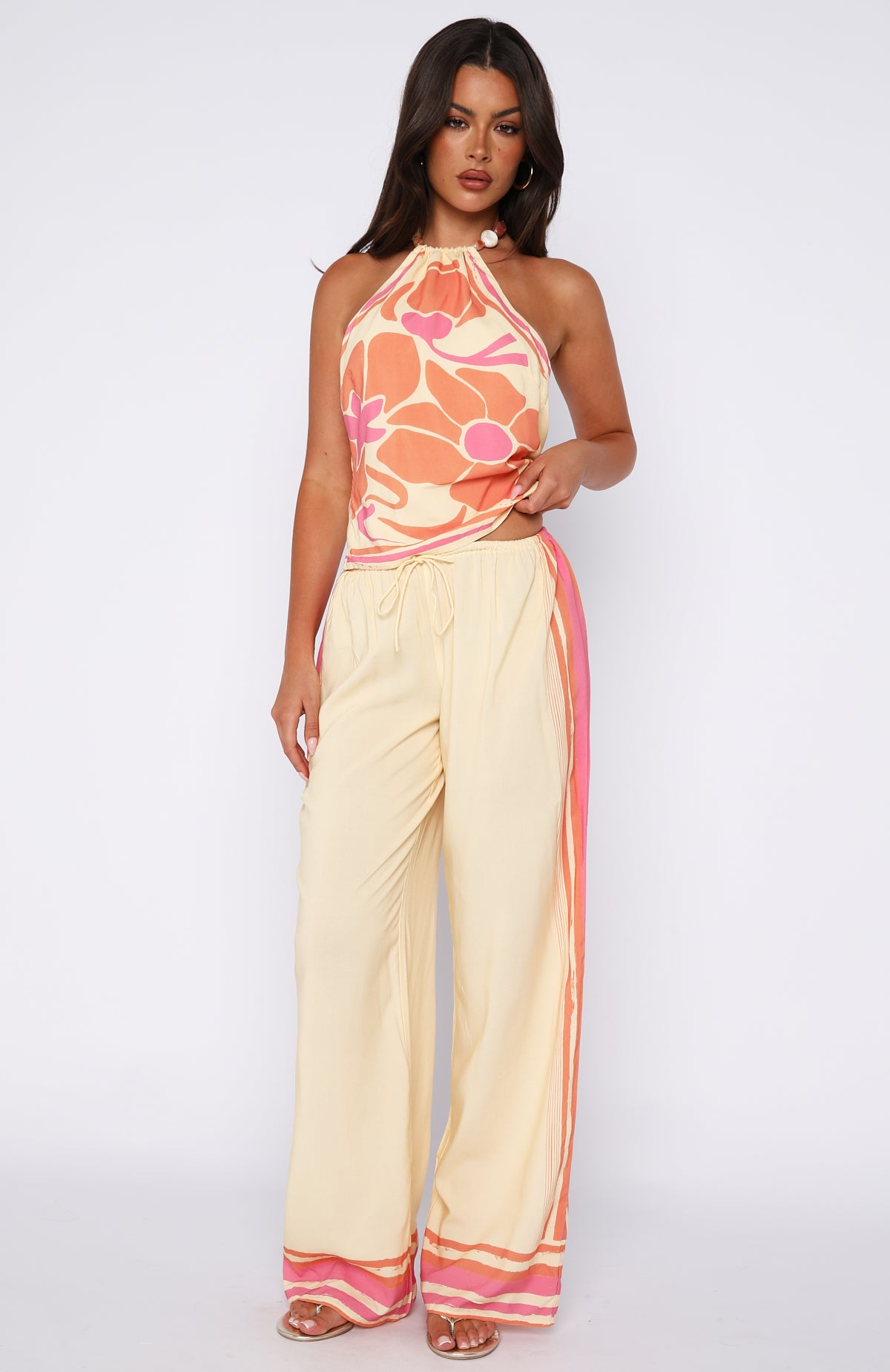 Tropic Muse Wide Leg Pants Lemon Symphony