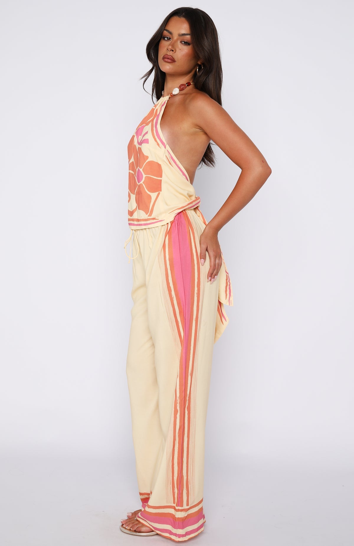 Tropic Muse Wide Leg Pants Lemon Symphony
