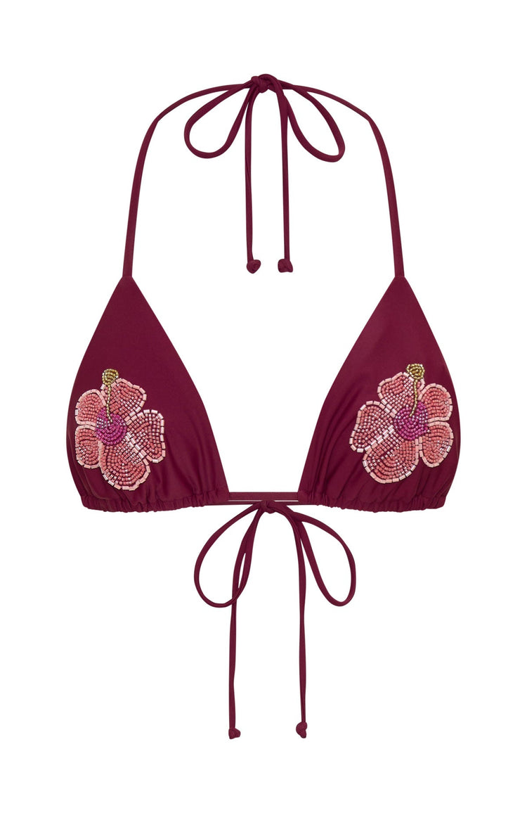 Yolanda Beaded Bikini Top Sangria