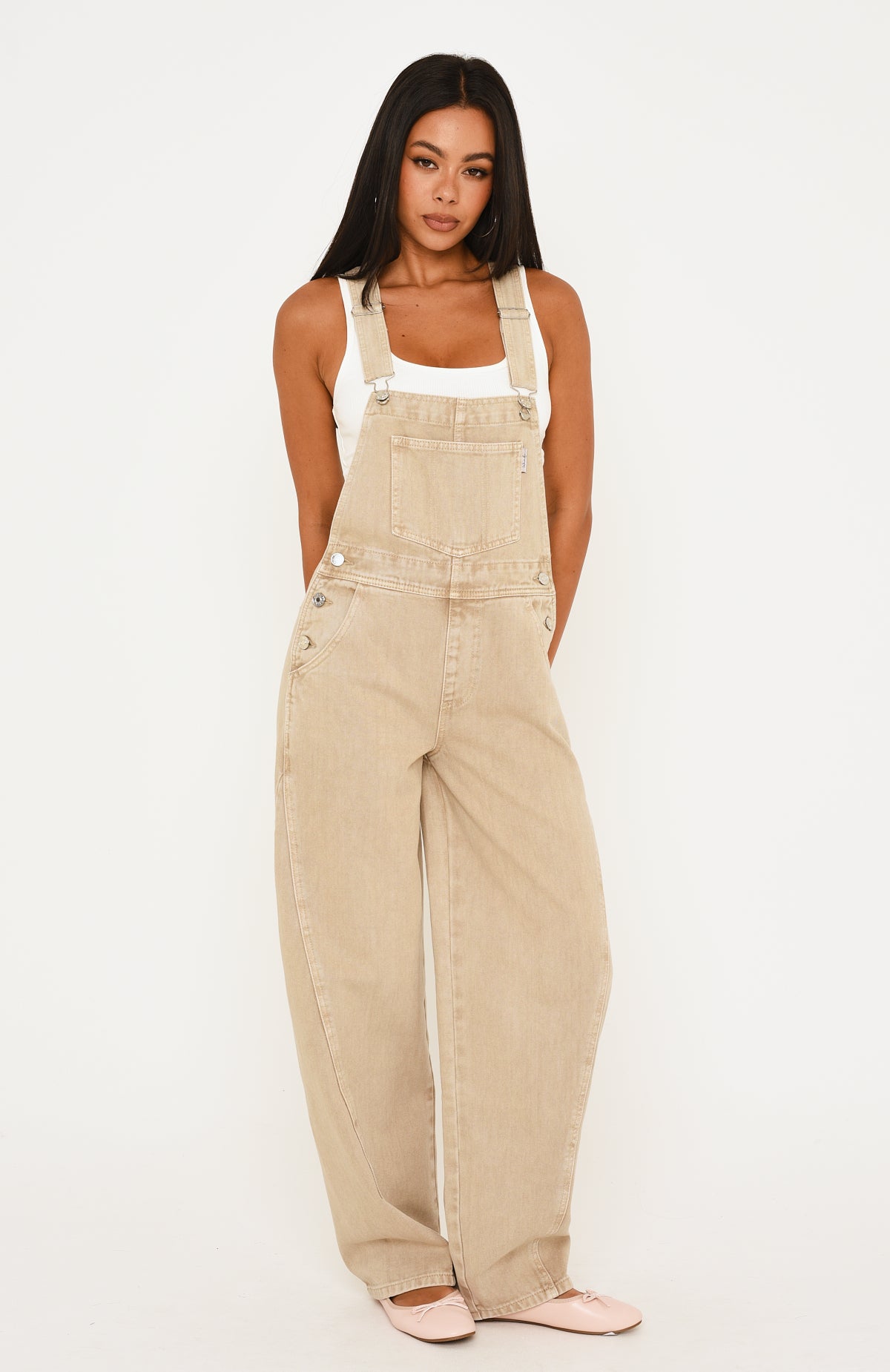 Wild About Her Denim Overall Jumpsuit Sesame Wash