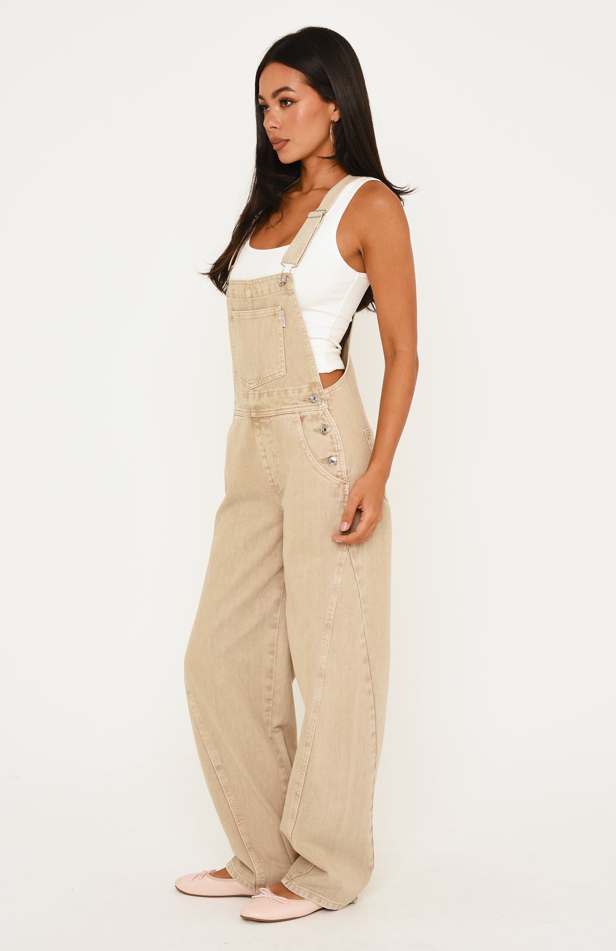 Wild About Her Denim Overall Jumpsuit Sesame Wash
