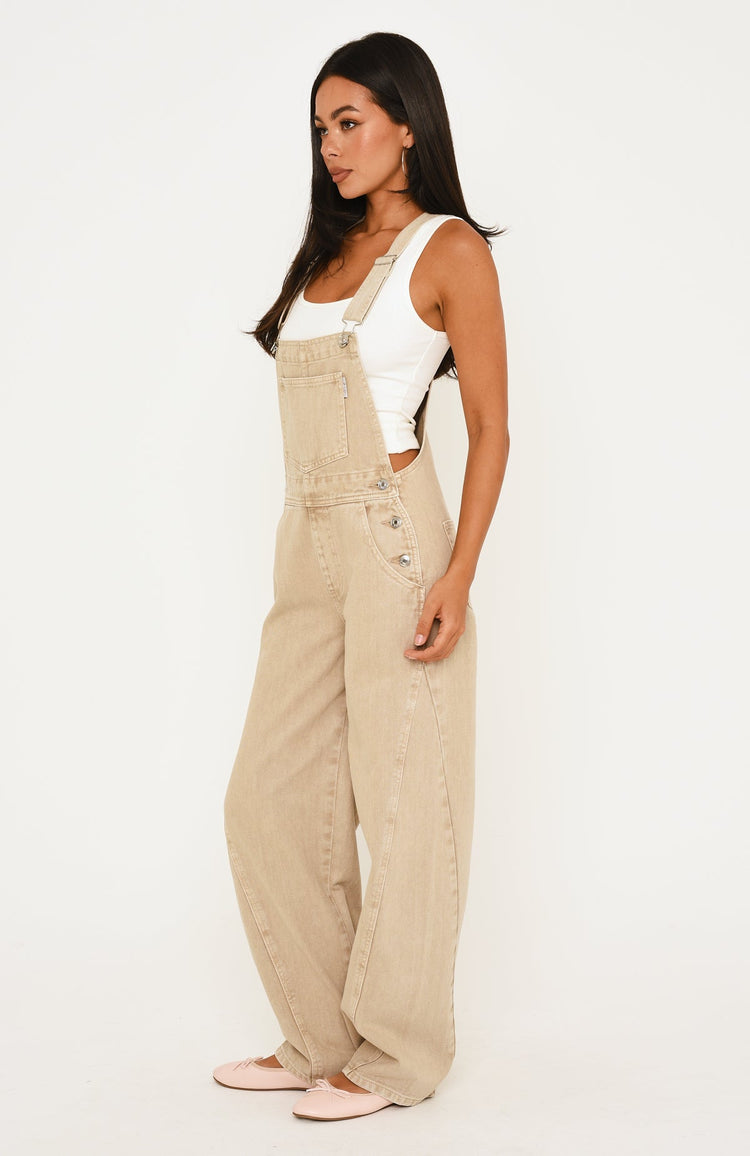 Wild About Her Denim Overall Jumpsuit Sesame Wash
